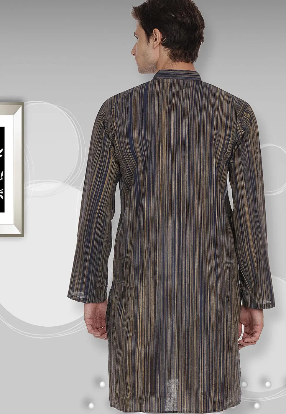 Handloom South Cotton Kurta in Navy Blue
