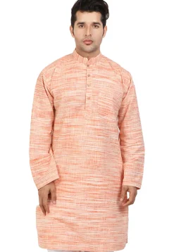 Handloom South Cotton Kurta in Pastel Orange