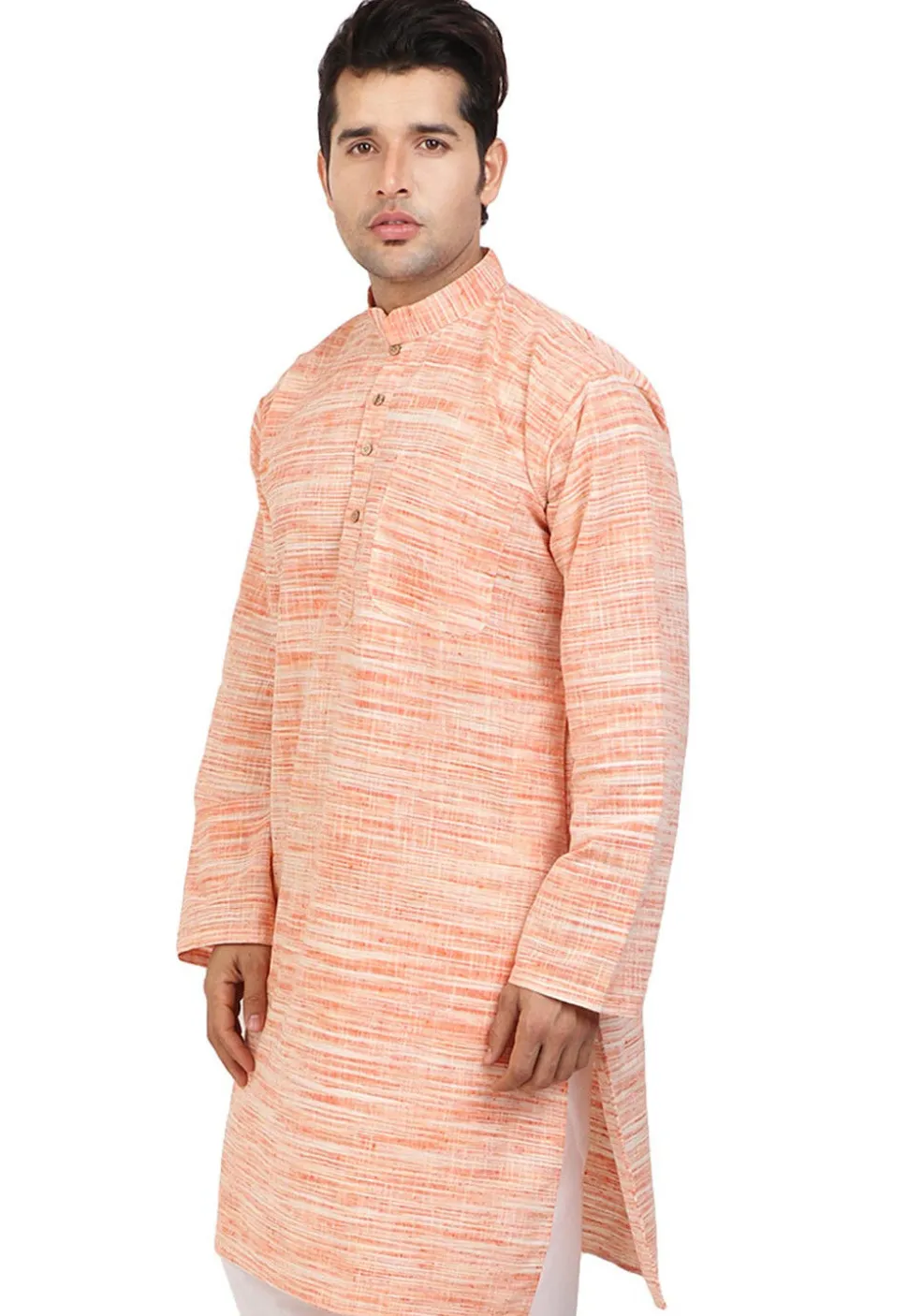 Handloom South Cotton Kurta in Pastel Orange
