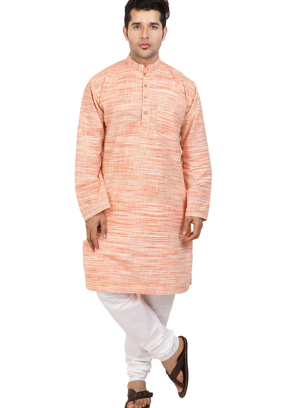 Handloom South Cotton Kurta in Pastel Orange