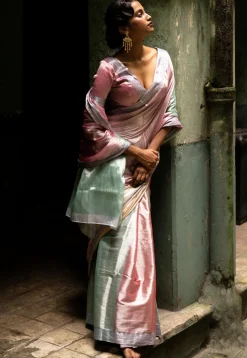 Handloom Tissue Saree in Pink and Multicolor