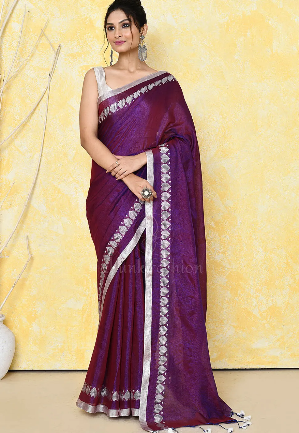 Handloom Tissue Silk Saree in Violet