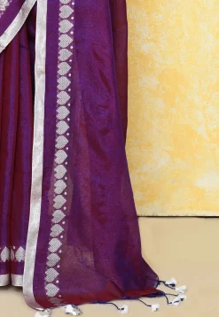 Handloom Tissue Silk Saree in Violet