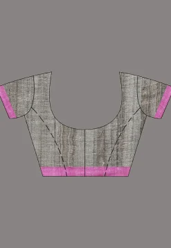 Handloom Tussar Silk Saree in Grey
