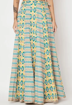 Ikat Print Cotton Skirt in Multicolor