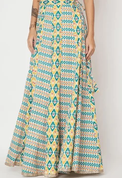 Ikat Print Cotton Skirt in Multicolor