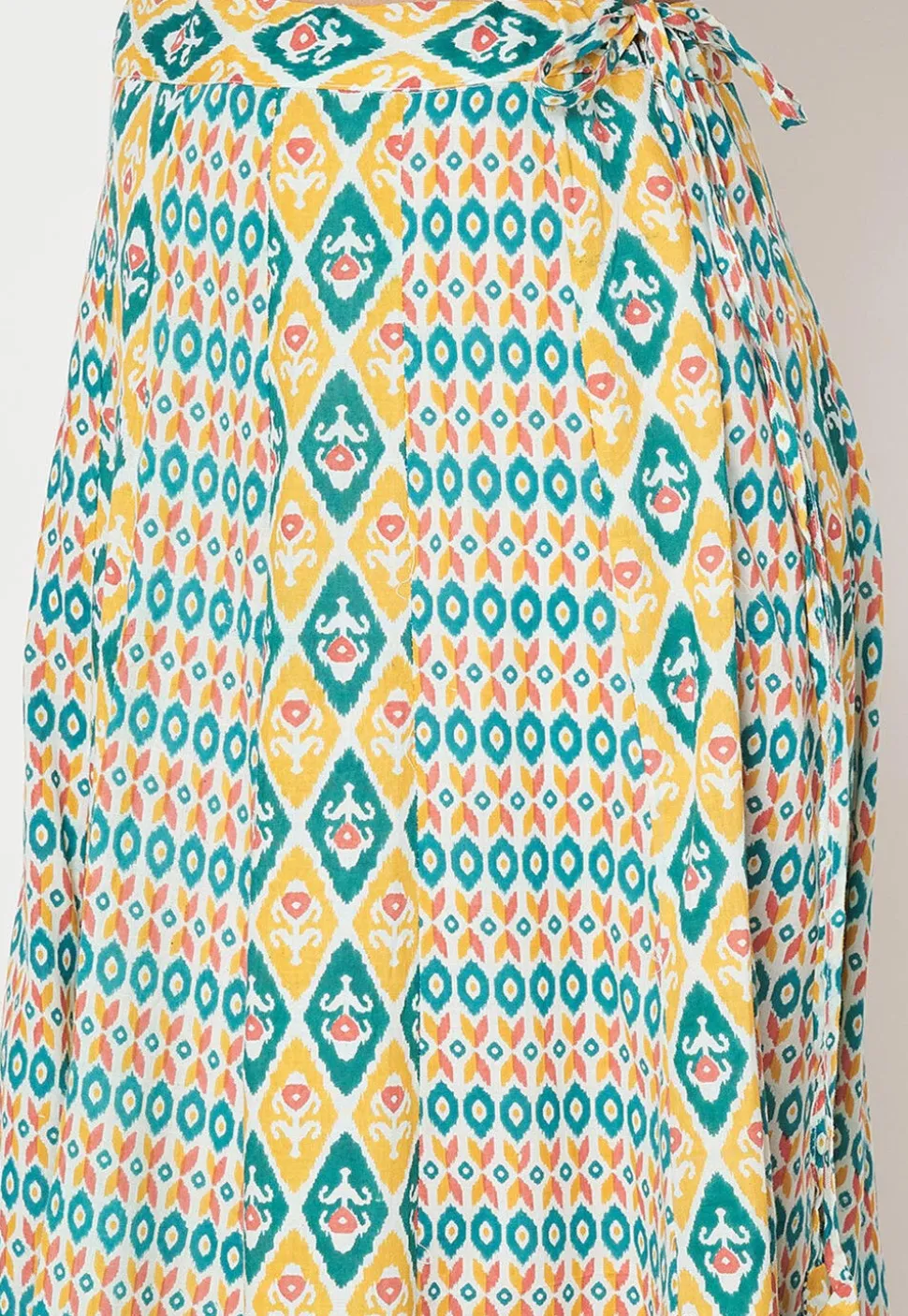 Ikat Print Cotton Skirt in Multicolor