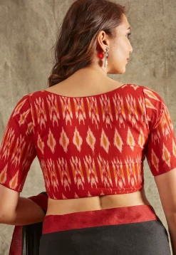 Ikat Printed Cotton Blouse in Red
