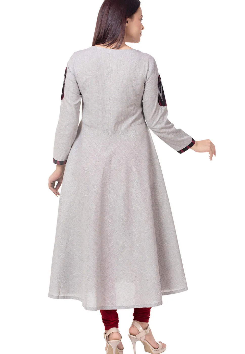 Ikat Woven Cotton A Line Suit in Grey