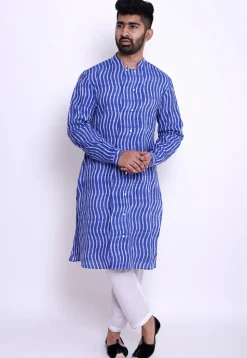 Ikat Woven Cotton Kurta in Blue