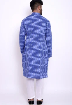 Ikat Woven Cotton Kurta in Blue
