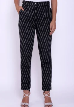 Ikat Woven Cotton Pant in Black