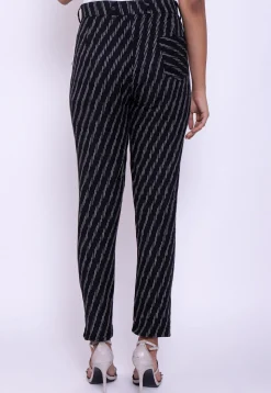 Ikat Woven Cotton Pant in Black
