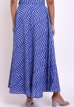 Ikat Woven Cotton Skirt in Blue