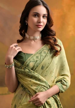 Jamdani Cotton Saree in Light Green