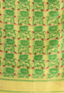 Jamdani Cotton Silk Saree in Yellow