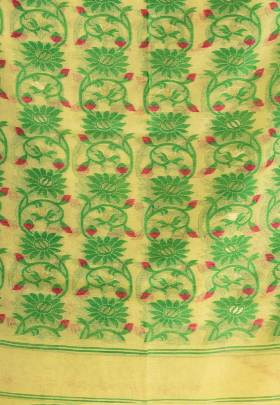 Jamdani Cotton Silk Saree in Yellow
