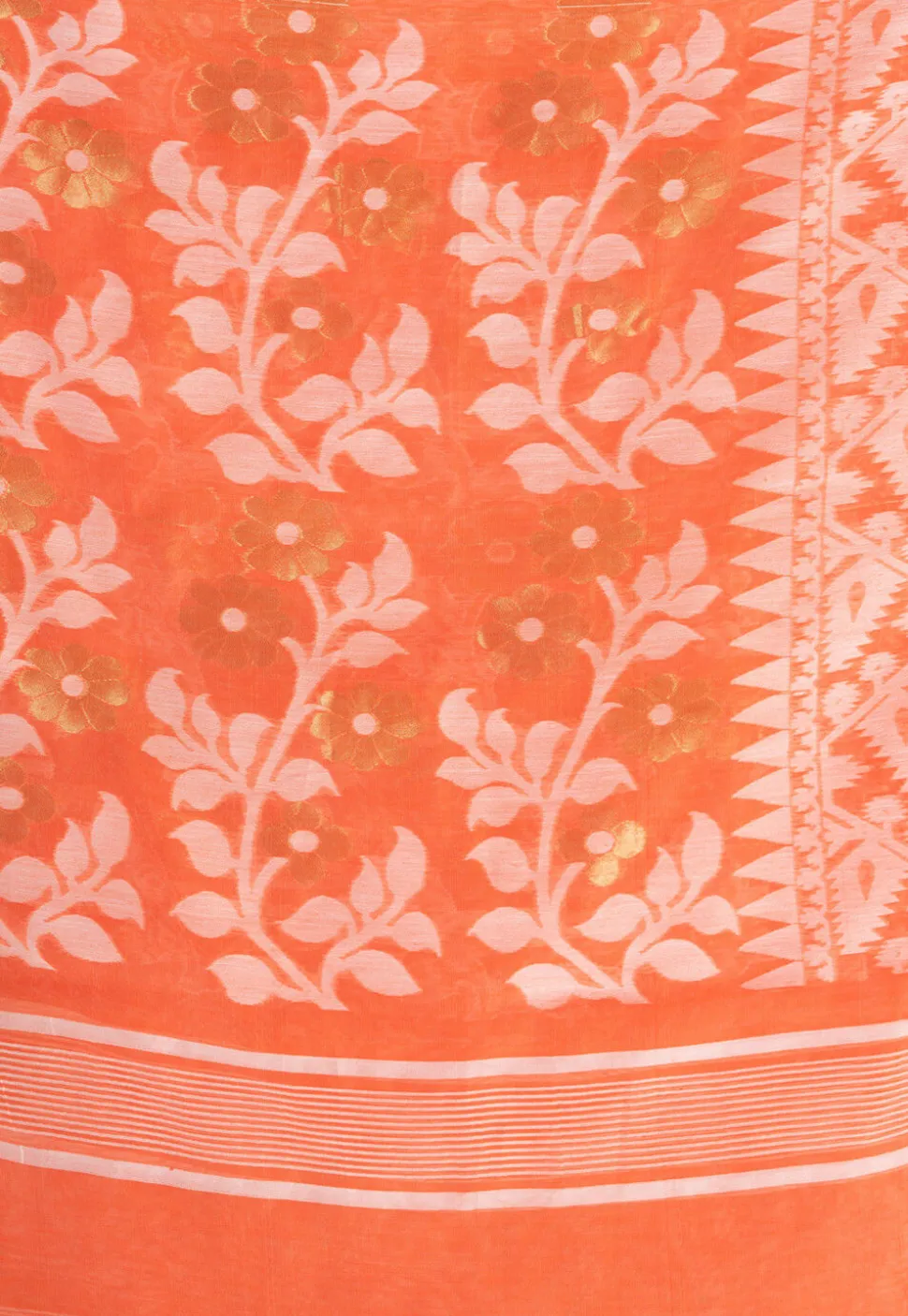 Jamdani Cotton Silk Saree in Orange