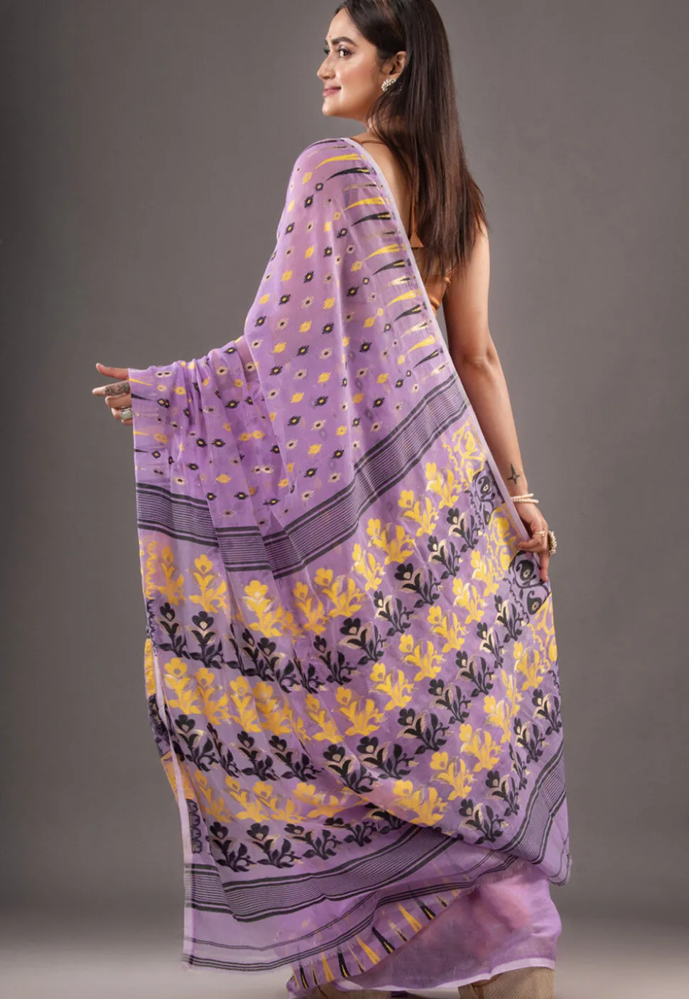 Jamdani Cotton Silk Saree in Mauve
