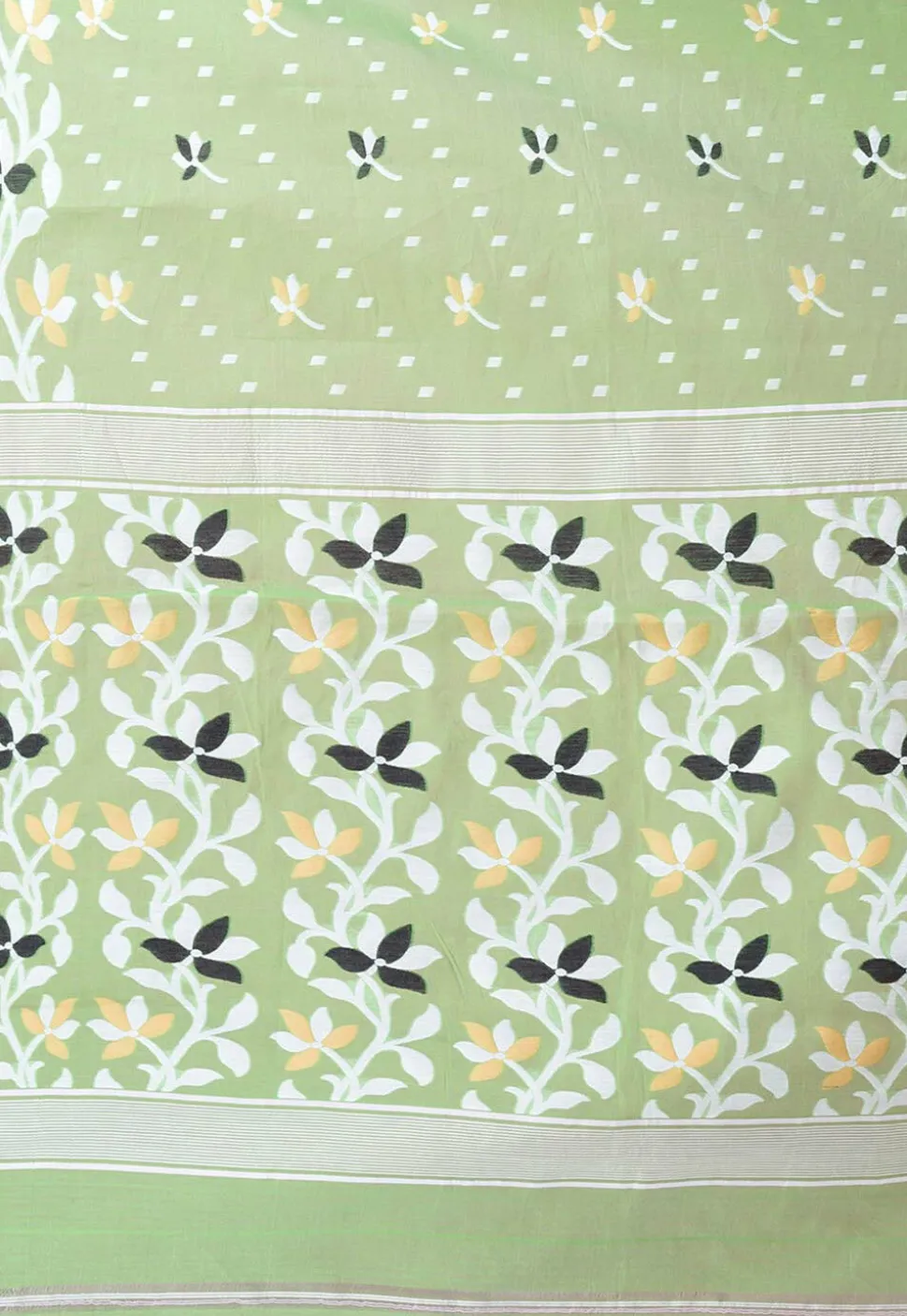 Jamdani Cotton Silk Saree in Pastel Green
