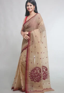 Jamdani Pure Cotton Saree in Beige