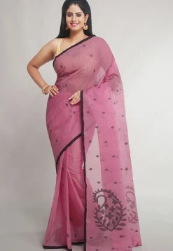 Jamdani Pure Cotton Saree in Pink