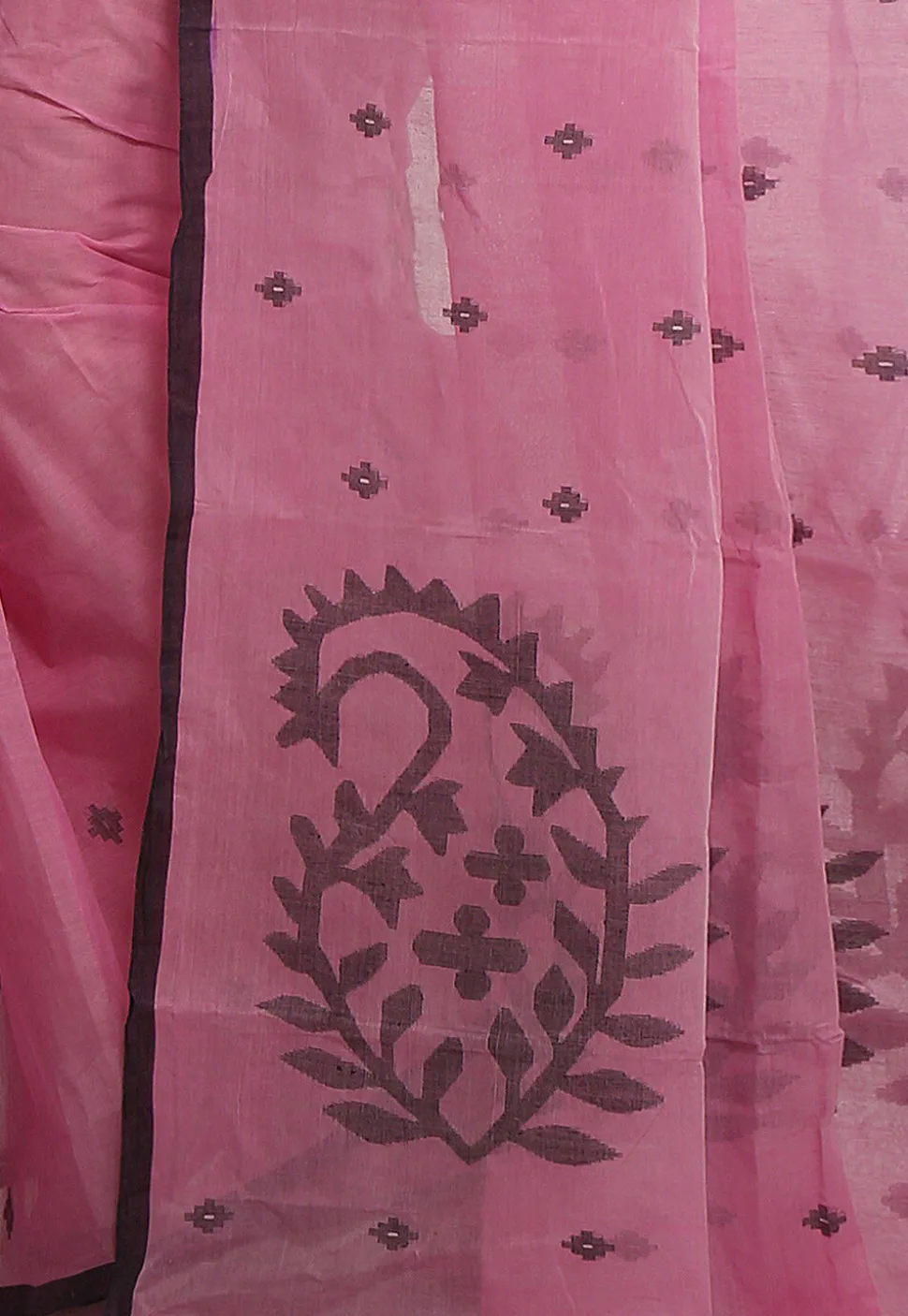 Jamdani Pure Cotton Saree in Pink