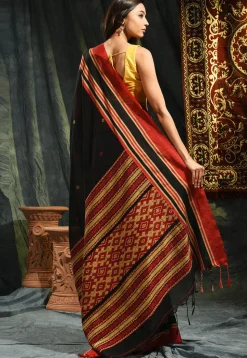 Jamdani Pure Cotton Saree in Black