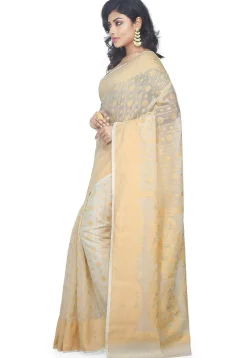 Jamdani Resham Silk Handloom Saree in Off White