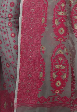 Jamdani Resham Silk Handloom Saree in Grey