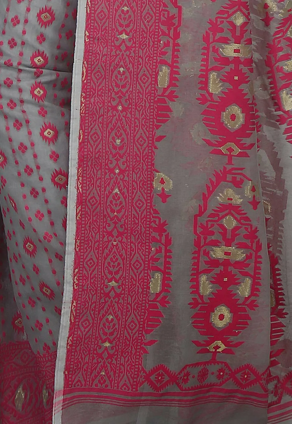 Jamdani Resham Silk Handloom Saree in Grey