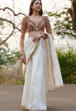 Kalamkari Printed Cotton Blouse in Maroon