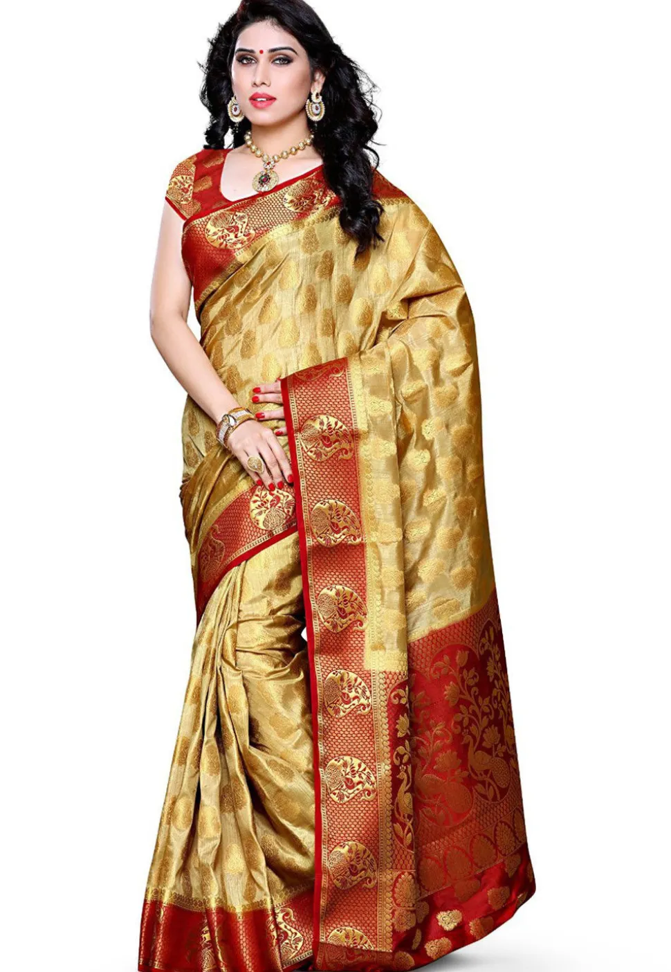 Kanchipuram Art Silk Saree in Golden