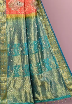 Kanchipuram Pure Silk Saree in Coral Pink