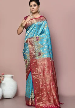 Kanchipuram Pure Silk Saree in Sky Blue