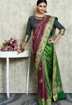 Kanchipuram Pure Silk Saree in Dark Purple