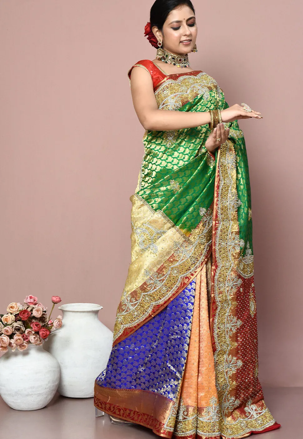 Kanchipuram Pure Silk Saree in Multicolor