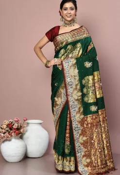 Kanchipuram Pure Silk Saree in Teal Green