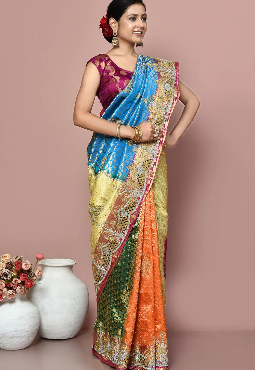 Kanchipuram Pure Silk Saree in Multicolor