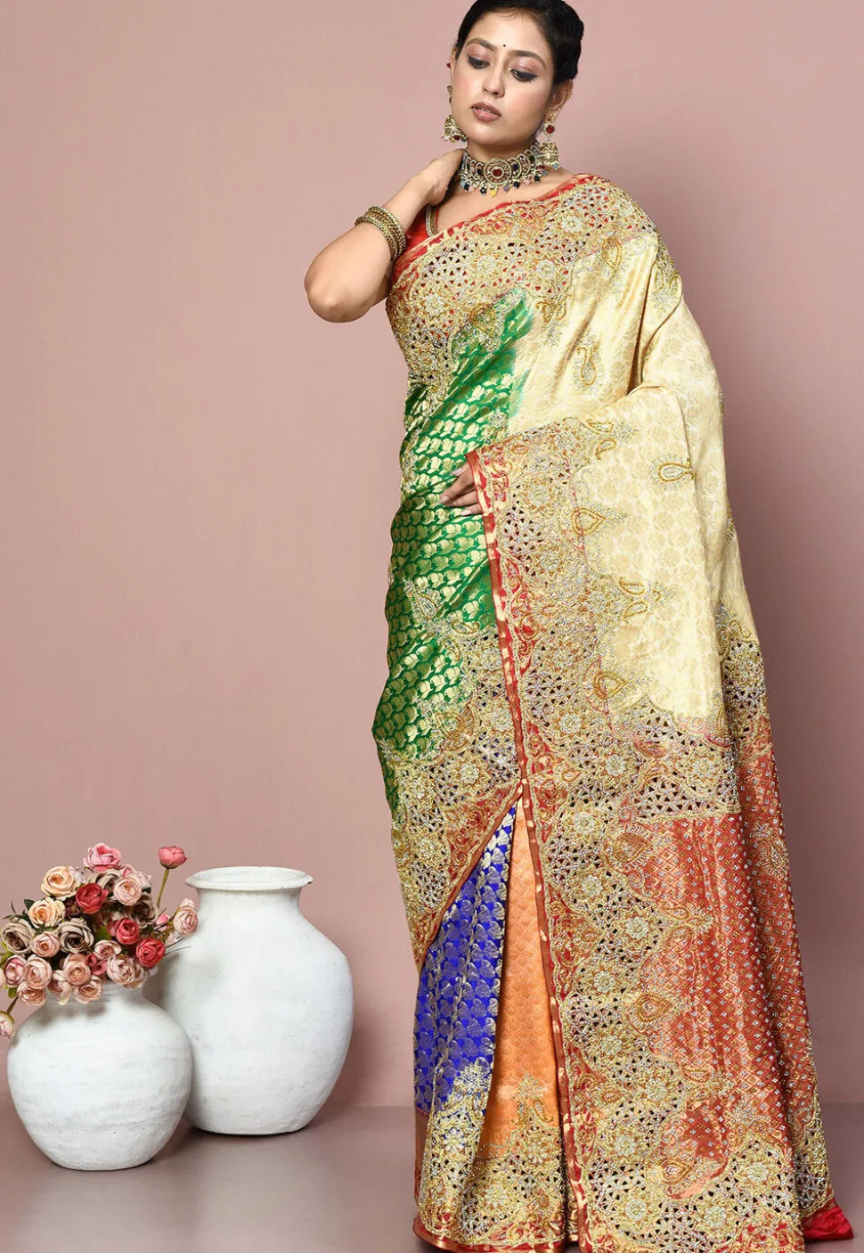 Kanchipuram Pure Silk Saree in Multicolor