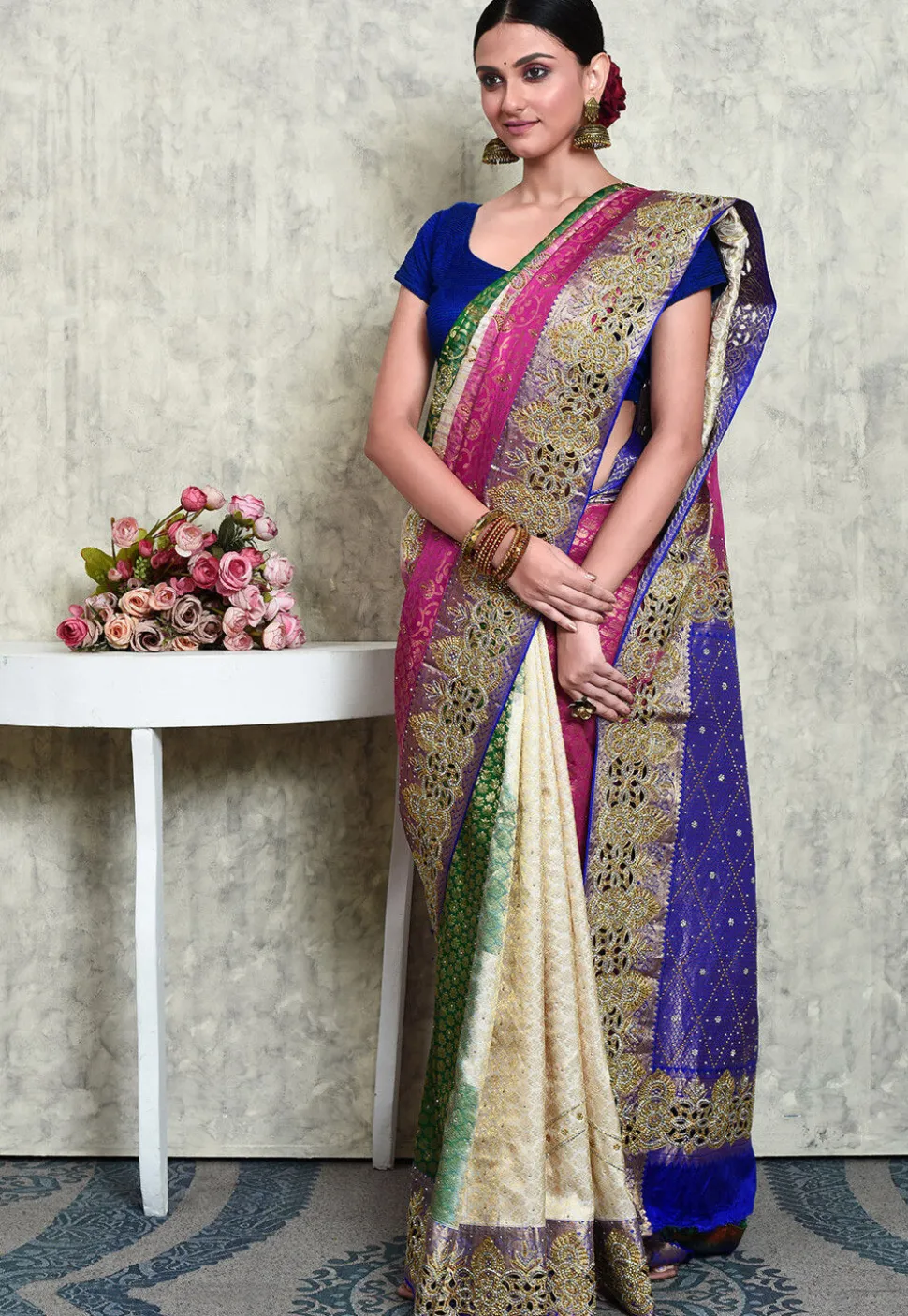 Kanchipuram Pure Silk Saree in Multicolor