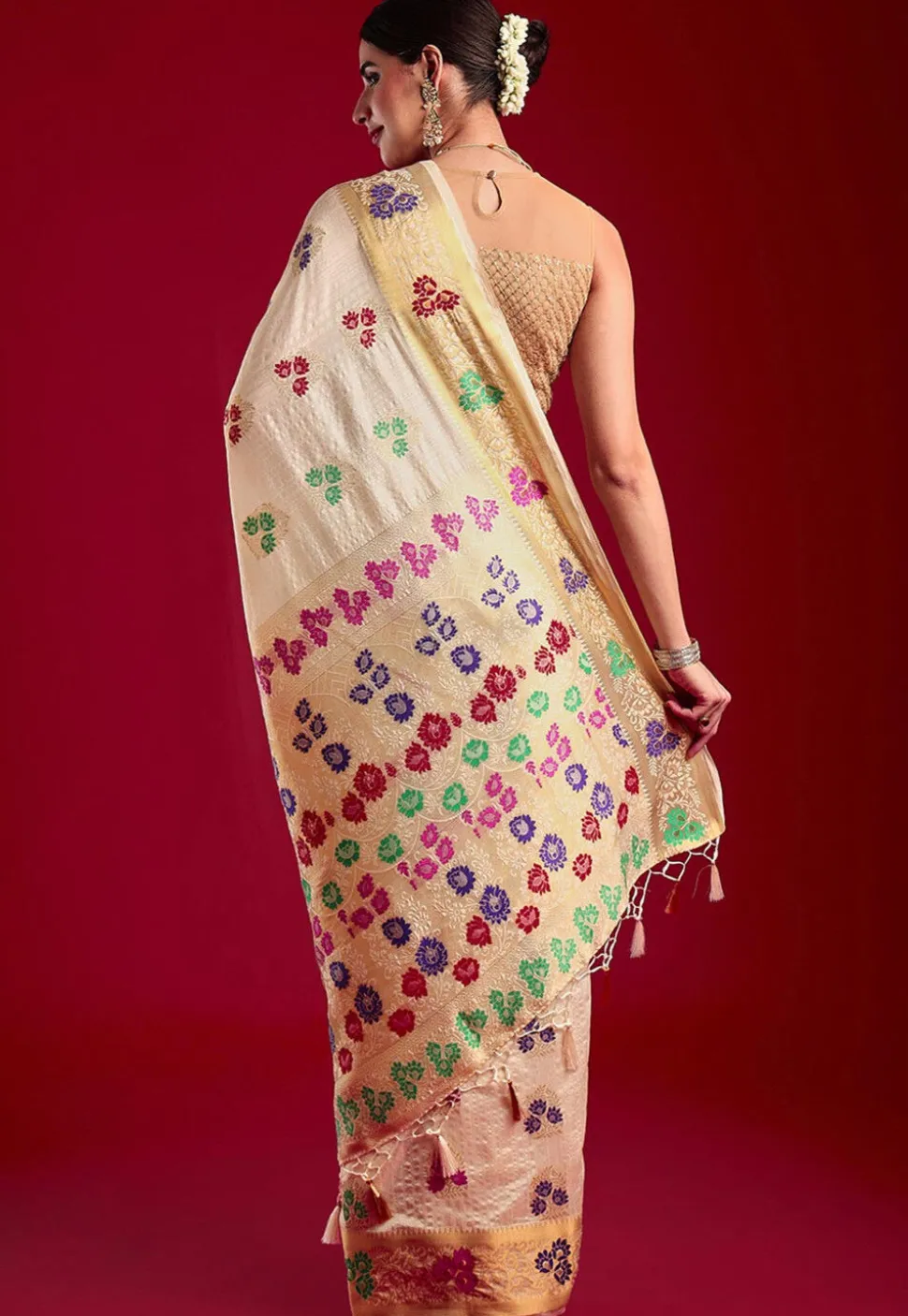 Kanchipuram Saree in Cream