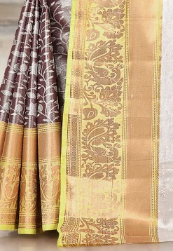 Kanchipuram Saree in Dark Brown