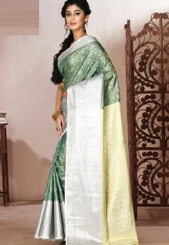 Kanchipuram Saree in Dark Teal Green