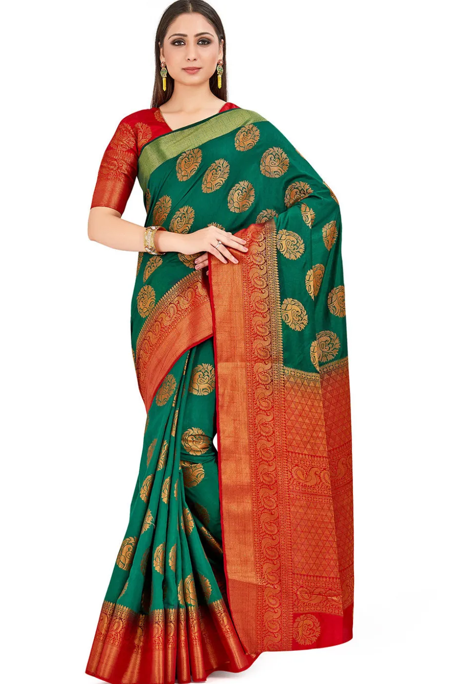 Kanchipuram Saree in Dark Teal Green