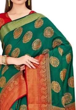 Kanchipuram Saree in Dark Teal Green