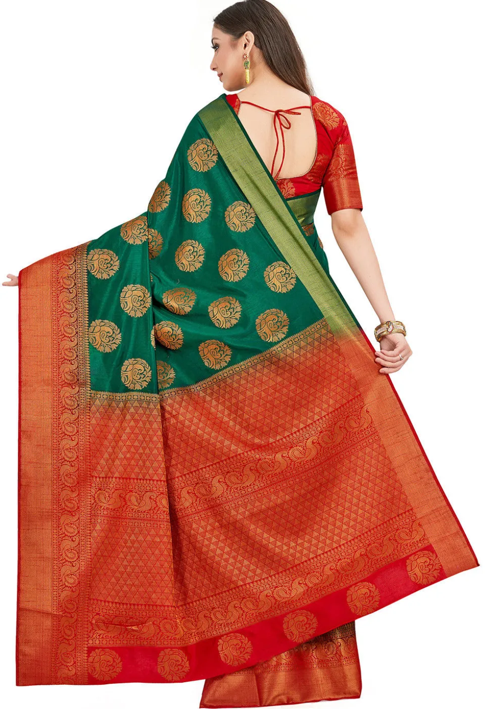 Kanchipuram Saree in Dark Teal Green