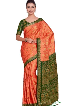 Kanchipuram Saree in Dark Peach