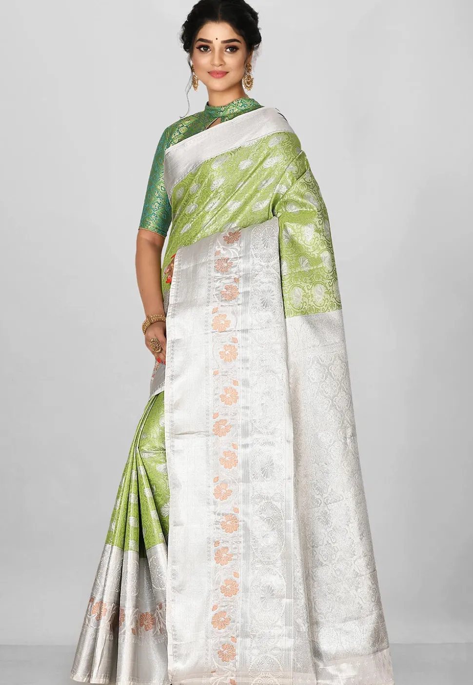 Kanchipuram Saree in Light Green
