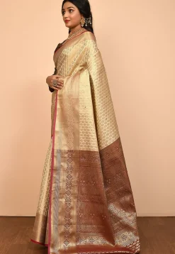 Kanchipuram Saree in Light Beige